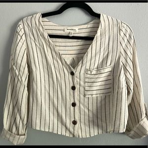Cropped White and Black Striped Top